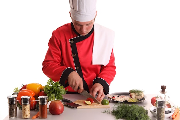 Kucharz przy pracy, bliska scena